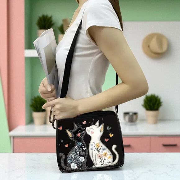 Cat Crossbody Bag - Adorable Feline Design Black Polyester - Picture 6 of 8